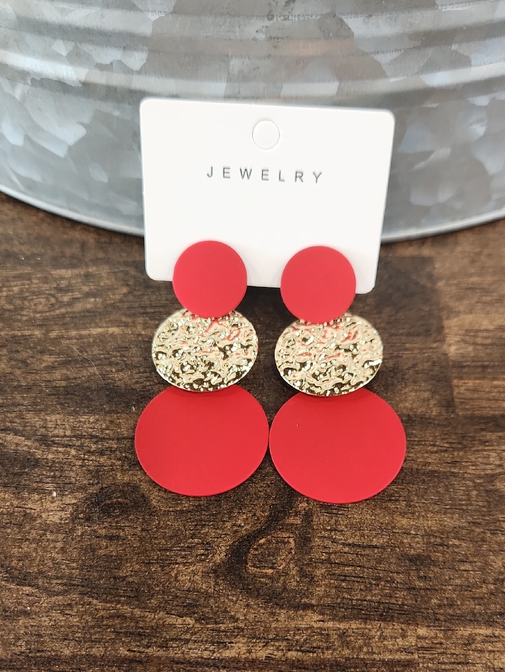 Red and Gold Drop Statement Earrings